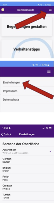 Sprachen umstellen im DemenzGuide